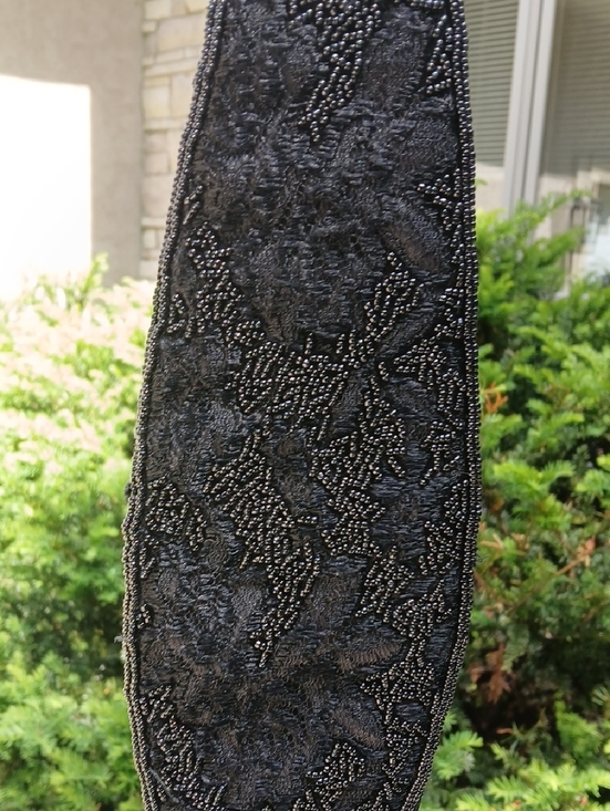 vintage black beaded belt,velvet, Beaded. wide sash or cummerbund-style piece. main image 6